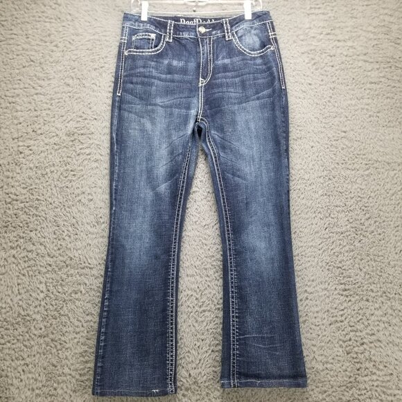 Boot Daddy Jeans Womens 10 Petite Blue Bootcut Stretch Denim *Altered* - Picture 1 of 16